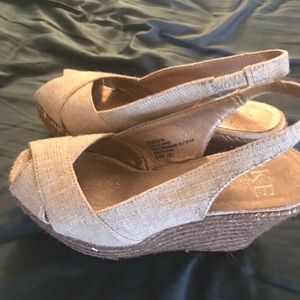 BKE cream wedge sling backs with sparkles